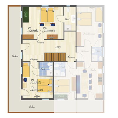 Appartementplan Ennstal und die Zusatzzimmer