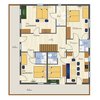 Appartementplan Ennstal und die Zusatzzimmer